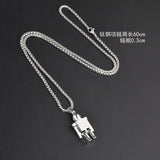 NC871 Robot Pendant Titanium Steel Necklace