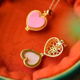 3D Craft Inlaid Pink Love Necklace Pendant Sweet Jewelry