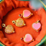 3D Craft Inlaid Pink Love Necklace Pendant Sweet Jewelry