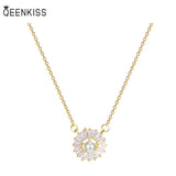 Fine Jewelry Zircon Sun Flower Necklace 18KT Pendant