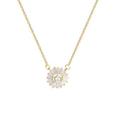 Fine Jewelry Zircon Sun Flower Necklace 18KT Pendant