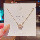 Fine Jewelry Zircon Sun Flower Necklace 18KT Pendant