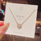 Fine Jewelry Zircon Sun Flower Necklace 18KT Pendant