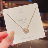Fine Jewelry Zircon Sun Flower Necklace 18KT Pendant
