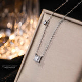 925 Silver Choker Necklace Zirconia Pendant Girl Gift