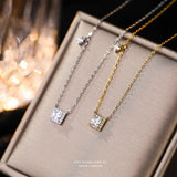 925 Silver Choker Necklace Zirconia Pendant Girl Gift