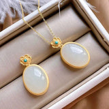 Natural Hetian Chalcedony Turquoise Pendant Necklace