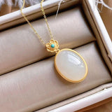 Natural Hetian Chalcedony Turquoise Pendant Necklace