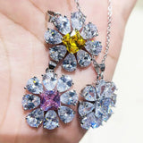 Yellow & Pink Diamond Necklace Pendant for Ladies
