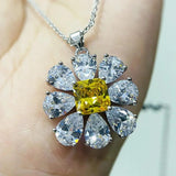 Yellow & Pink Diamond Necklace Pendant for Ladies