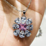 Yellow & Pink Diamond Necklace Pendant for Ladies