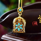 Chinese Retro Silver CZ Pendant Necklace