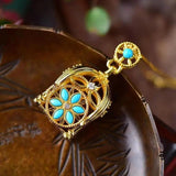 Chinese Retro Silver CZ Pendant Necklace