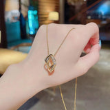 Square Cross Zircon 18KT Pendant Necklace