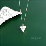 925 Silver Triangle Letter WISH Pendant Necklace Clavicle Chain