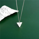 925 Silver Triangle Letter WISH Pendant Necklace Clavicle Chain