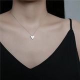 925 Silver Triangle Letter WISH Pendant Necklace Clavicle Chain