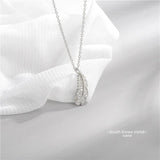 925 Sterling Silver Full Crystal Leaf Pendant Necklace Clavicle Chain