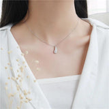 925 Sterling Silver Full Crystal Leaf Pendant Necklace Clavicle Chain