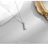 925 Sterling Silver Full Crystal Leaf Pendant Necklace Clavicle Chain