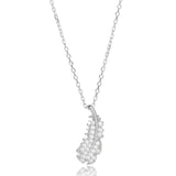 925 Sterling Silver Full Crystal Leaf Pendant Necklace Clavicle Chain
