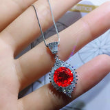 Inlaid Ruby Eye Necklace Pendant for Women