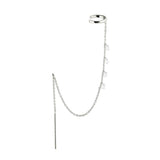 925 Silver Crystal Tassel Ear Cuff Zircon Clip Earrings