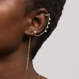 925 Silver Crystal Tassel Ear Cuff Zircon Clip Earrings