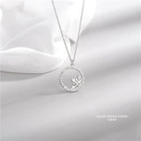 925 Silver Round Circle Necklace Female Pendant Clavicle Chain