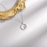 925 Silver Round Circle Necklace Female Pendant Clavicle Chain
