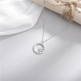 925 Silver Round Circle Necklace Female Pendant Clavicle Chain