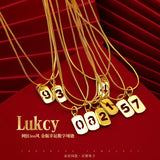 Lucky Number 1234567890 24KT Pendant Necklace for Her