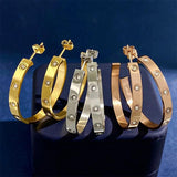 Crystal Charm Hoop Earrings Stainless Steel High Earrings for Women