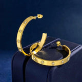 Crystal Charm Hoop Earrings Stainless Steel High Earrings for Women