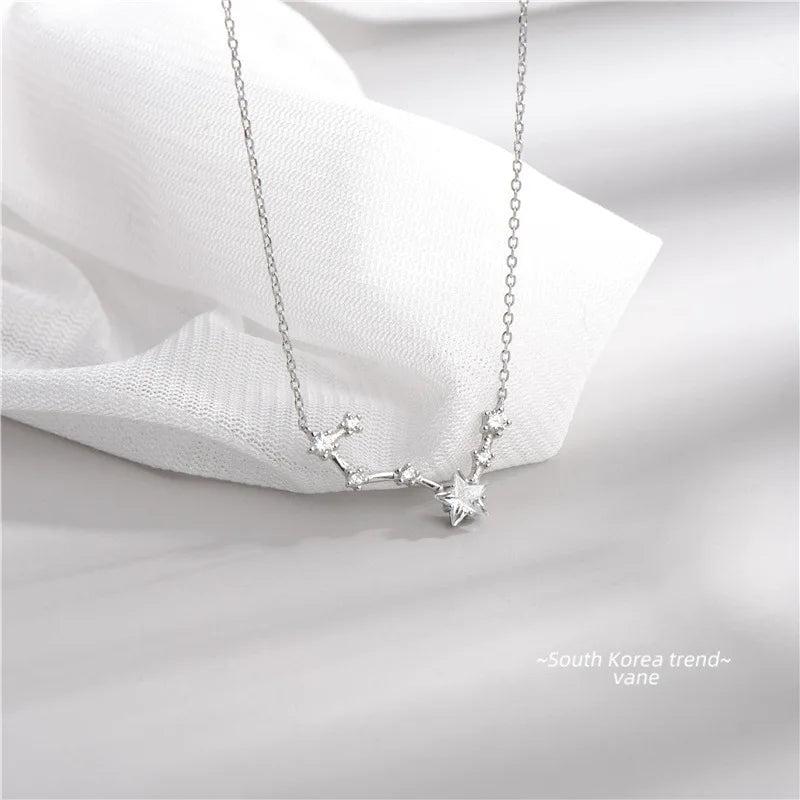 925 Silver Star Tassel Necklace Female Pendant Clavicle Chain