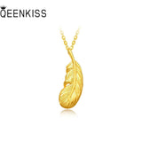 Vintage Feather 24KT Pendant Necklace for Women
