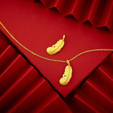 Vintage Feather 24KT Pendant Necklace for Women