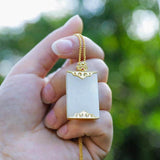 Hetian Jade Rectangular Geometric Pendant Necklace Chinese Charm Jewelry