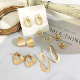 Vintage Metal Dangle Hoop Earrings Geometric Jewelry Women