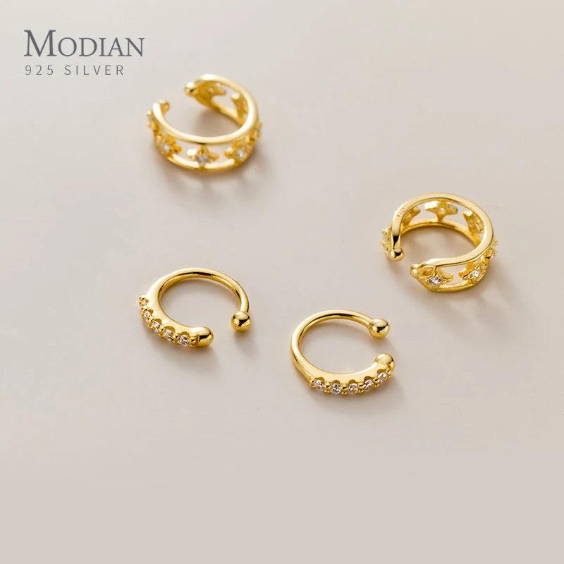 Luminous Zircon C Shape 925 Silver Earring for Women