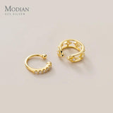 Luminous Zircon C Shape 925 Silver Earring for Women