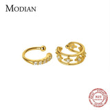 Luminous Zircon C Shape 925 Silver Earring for Women