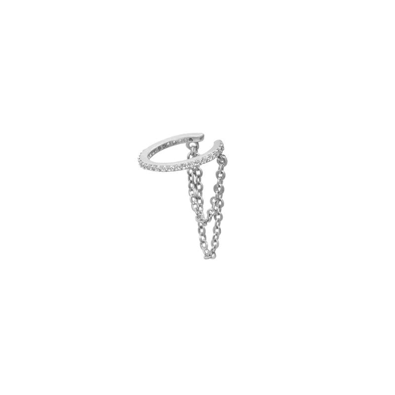 925 Silver PAVEE CUFF Charm Piercing No Piercing Clips Fine Jewelry