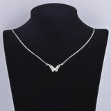 Zircon Butterfly 925 Silver Pendant Necklace for Women