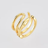 925 Silver Three Ovals Ear Cuff Earring No Clips