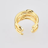 925 Silver Three Ovals Ear Cuff Earring No Clips