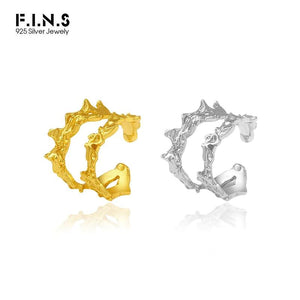 S925 Silver Ear Clip Double Layered Texture Ear Cuff