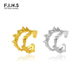 S925 Silver Ear Clip Double Layered Texture Ear Cuff