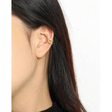 S925 Silver Ear Clip Double Layered Texture Ear Cuff