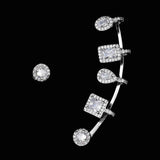 Trendy Geometry CZ Asymmetrical Clip Earrings